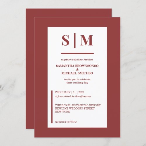 Modern Terracotta Earth Tone Wedding Invitation