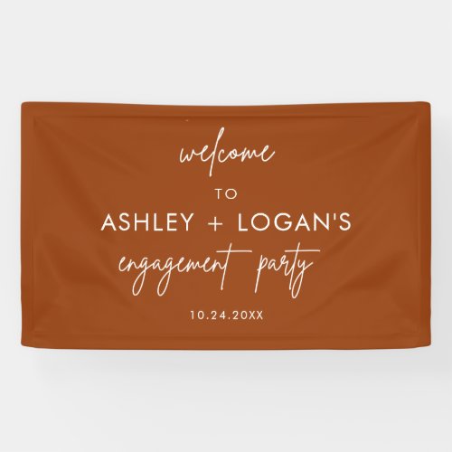 Modern Terracotta Engagement Party Banner