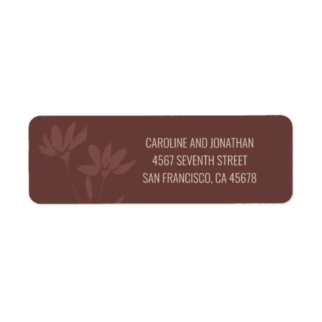 Modern Terracotta Floral Line Art Return Address Label | Zazzle