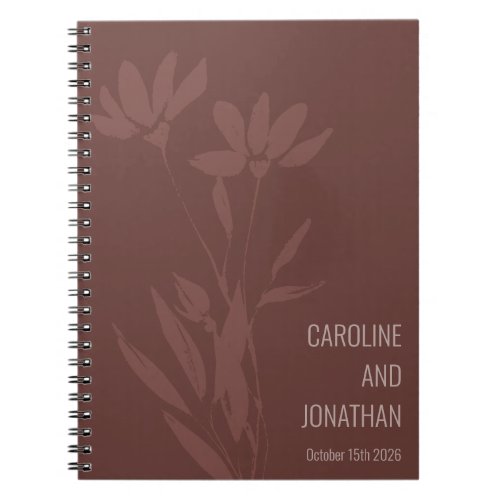 Modern Terracotta Floral Line Art Wedding Custom  Notebook