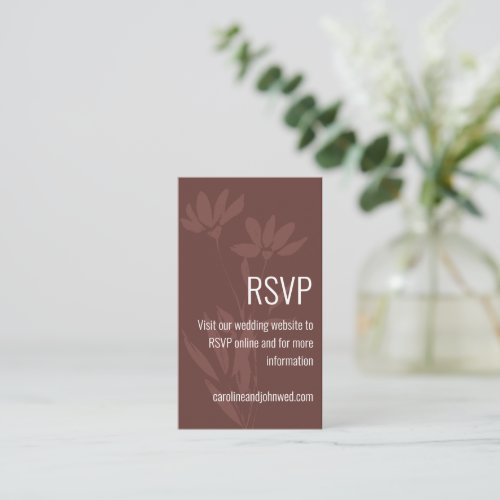 Modern Terracotta Floral Line Art Wedding RSVP Enclosure Card