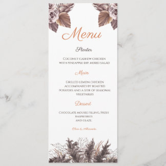 Modern Terracotta Floral Wedding Menu Card