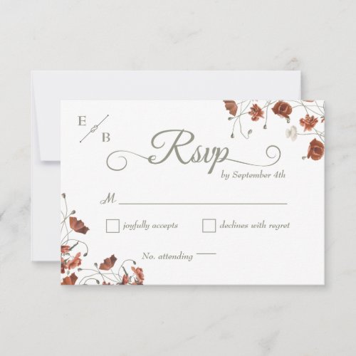 Modern Terracotta Floral Wedding RSVP Card