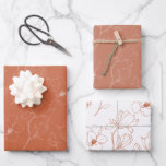 Modern Terracotta Floral Wedding Wrapping Paper Sheets<br><div class="desc">Three complementary terracotta floral patterns. First: bright terracotta background and white semi-transparent flowers. Second: pale terracotta background with white semi-transparent flowers. Third: white background and bright terracotta flowers. This set is great for wedding or any other party gift wrapping and also for scrapbooking. Matching items including Terracotta wedding invitation suite...</div>