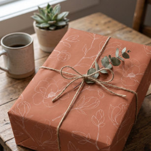Modern Terracotta Flower Wrapping Paper