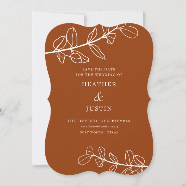 Modern Terracotta Foliage Save the Date Invitation (Front)