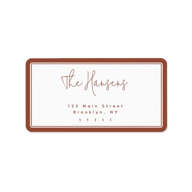 Modern Terracotta Frame Return Address Label (Front)