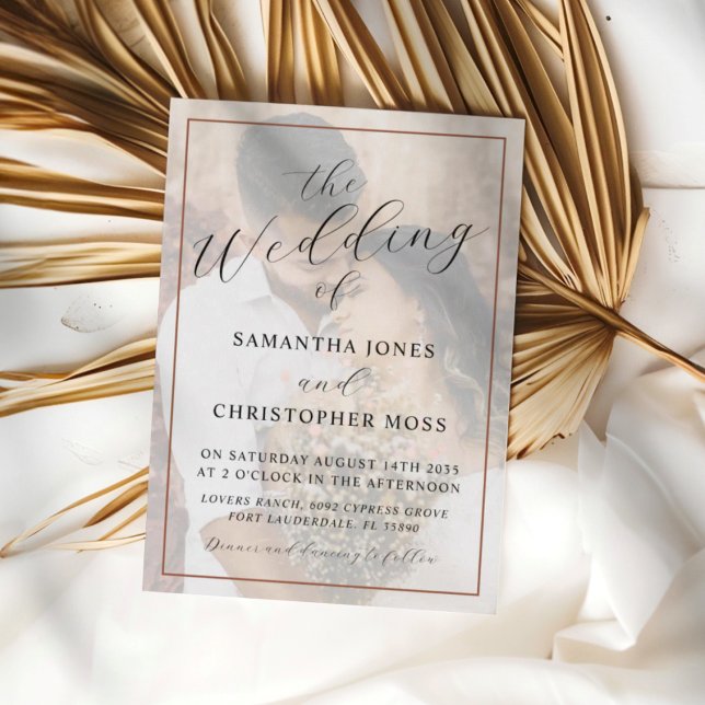 Modern Terracotta Full Photo Wedding Invitation (Creator Uploaded)