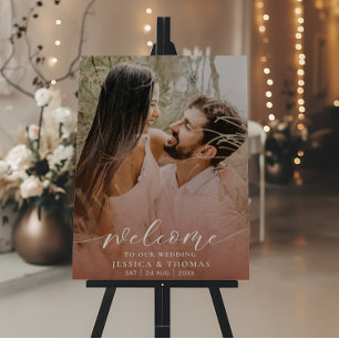 Modern Terracotta Full Photo Wedding Sign