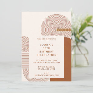 Modern Terracotta Geometric 30th Birthday Party Invitation