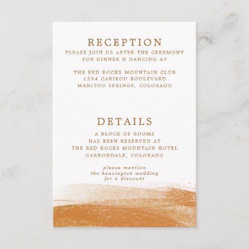 Modern Terracotta Gold Foil Boho Wedding Details Enclosure Card