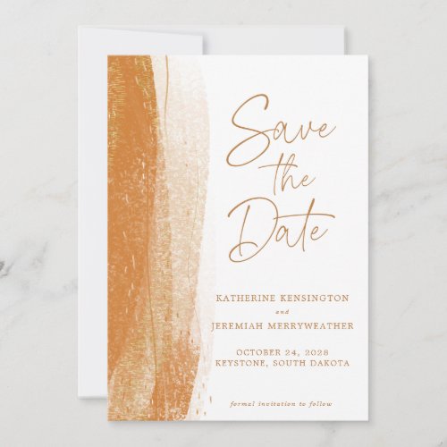 Modern Terracotta Gold Foil Boho Wedding Save The Date