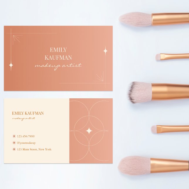 Modern Terracotta Gradient Makeup Artist Business Card (Creator Uploaded)
