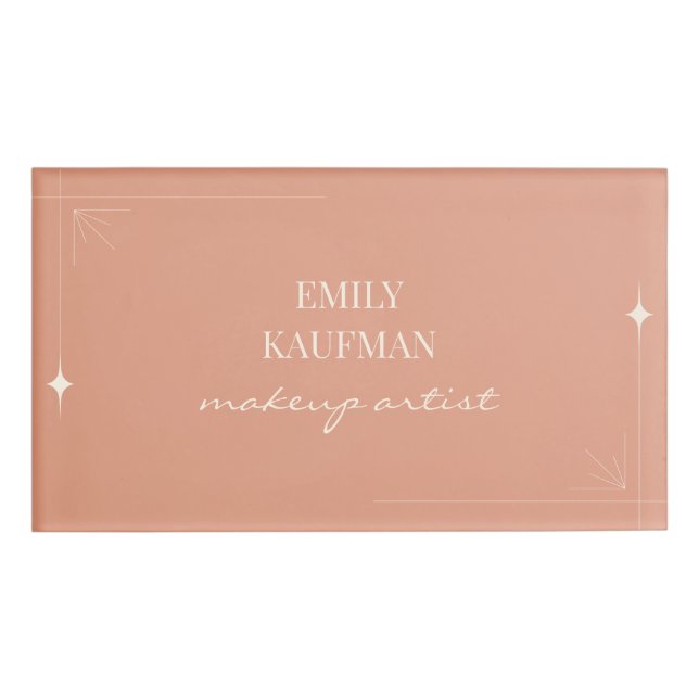 Modern Terracotta Gradient Makeup Artist Business Name Tag (Front)