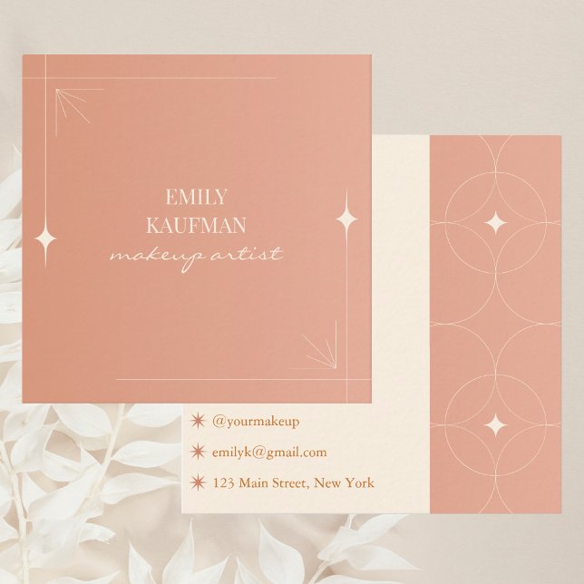 Modern Terracotta Gradient Trendy Makeup Artist Square Business Card (Creator Uploaded)