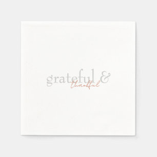 Modern Terracotta & Green Grateful Thankful II Napkins