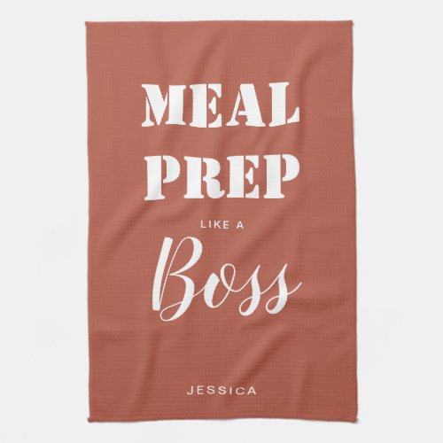 Modern Terracotta Gym Healthy Cooking Meal Prep Kitchen Towel