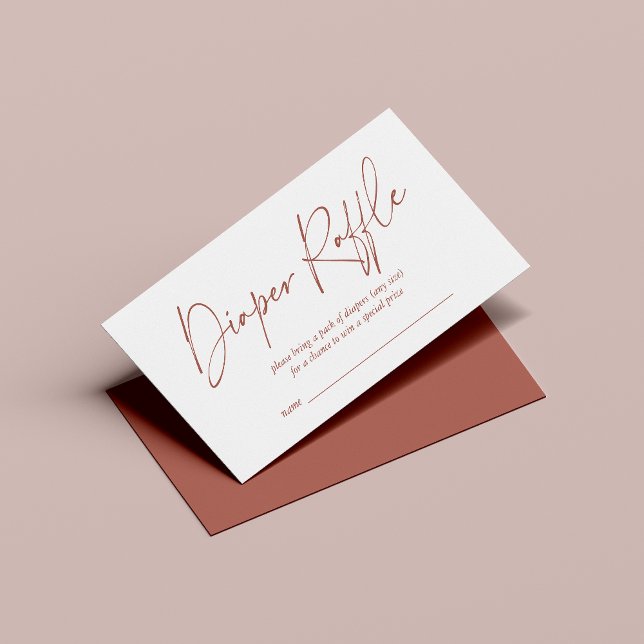 Modern Terracotta Handwritten Diaper Raffle Enclosure Card (Creator Uploaded)