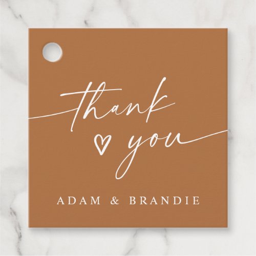 Modern Terracotta Handwritten Thank You Wedding Favor Tags