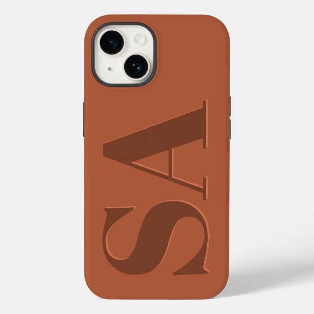 Modern terracotta initial minimal contemporary Cas Case-Mate iPhone Case (Back)