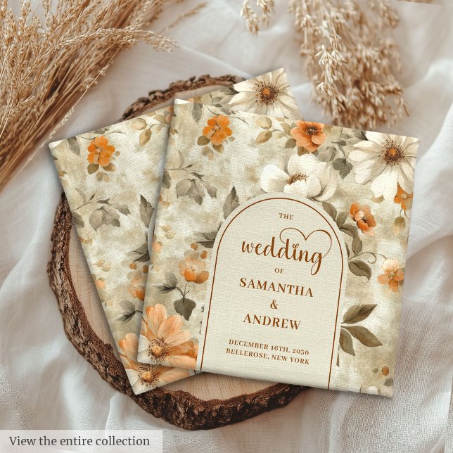 Modern Terracotta Ivory Olive Sage Floral Wedding Cloth Napkin (Modern Terracotta Ivory Olive Floral Wedding Napkins

)