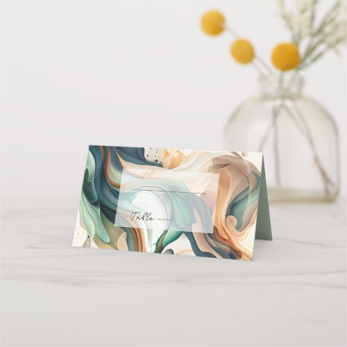 Modern Terracotta Ivory Teal Place Card