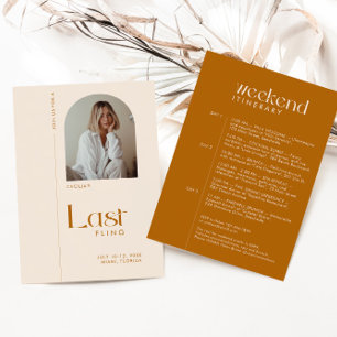 Modern Terracotta "Last Fling" Bachelorette Photo Invitation