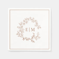 Modern Terracotta Leafy Crest Monogram Wedding