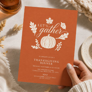 Modern Terracotta Let's Gather Thanksgiving Dinner Invitation