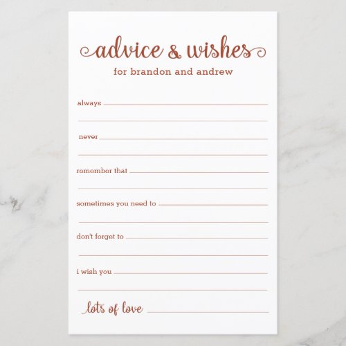 Modern Terracotta LGBTQ Wedding Advice and Wishes 