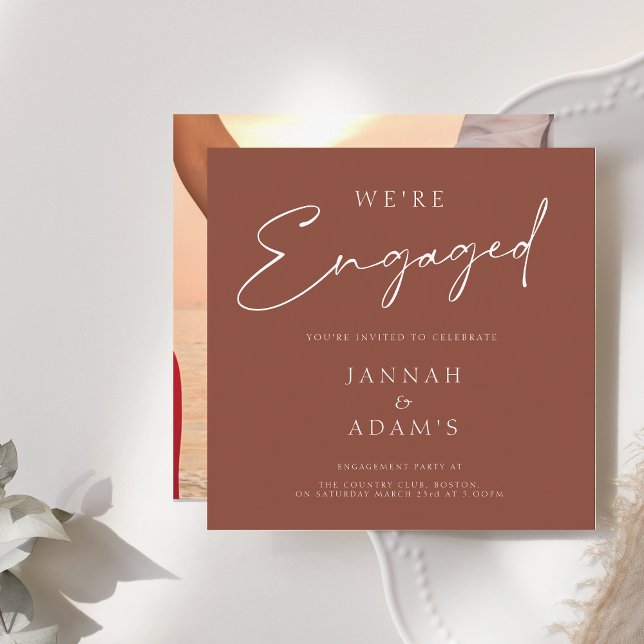 Modern Terracotta Minimal Engagement Party Invitation (Creator Uploaded)