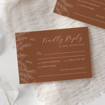 Modern Terracotta Minimal Leaves Wedding