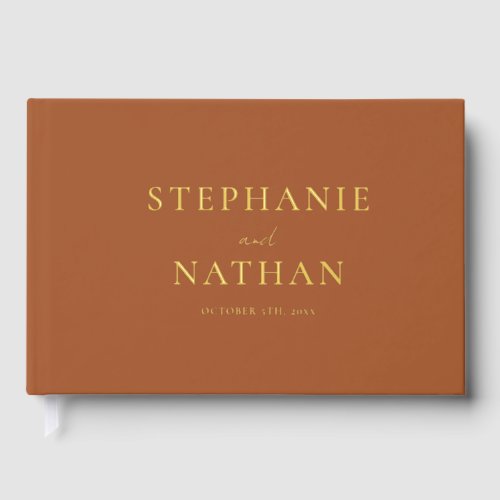 Modern Terracotta Minimalist Gold Foil Wedding Foil Guest Book