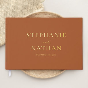 Modern Terracotta Minimalist Wedding Gold Foil Guest Book