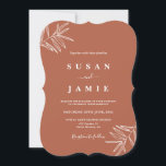 Modern terracotta minimalist wedding invitation<br><div class="desc">Modern terracotta solid color minimalist simple wedding invitation white and gold</div>