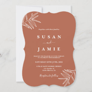 Modern terracotta minimalist wedding invitation