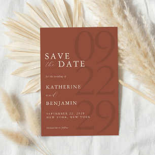 Modern Terracotta Minimalist Wedding Save The Date
