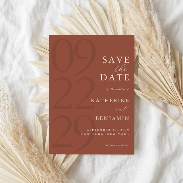 Modern Terracotta Minimalist Wedding Save The Date (Creator Uploaded)