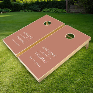 Modern Terracotta Monogram Wedding Cornhole Set