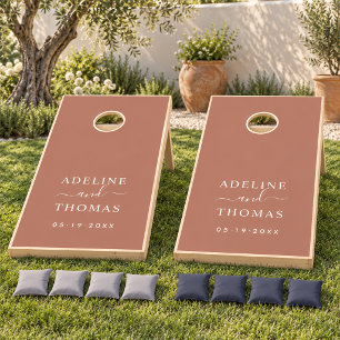 Modern Terracotta Monogram Wedding Cornhole Set