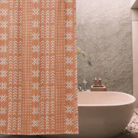 Modern Terracotta Mud Cloth African Pattern Shower Curtain