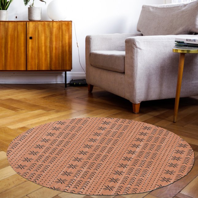 Modern Terracotta Mudcloth African Pattern Rug (Modern Terracotta Mudcloth African Pattern Rug)