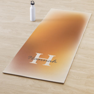 Modern Terracotta Ombre Gradient Mongram Script Yoga Mat