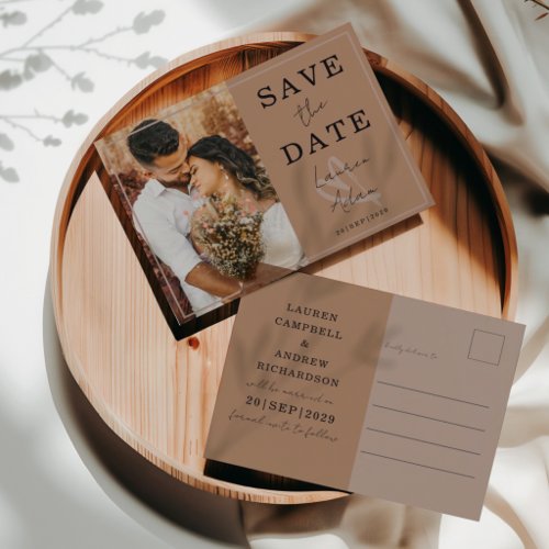 Modern Terracotta One Photo Save the Date Announcement Postcard