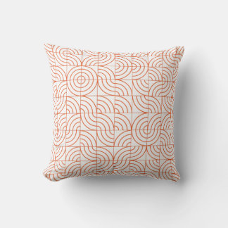 Modern Terracotta Orange Abstract Arch Geometric T Throw Pillow