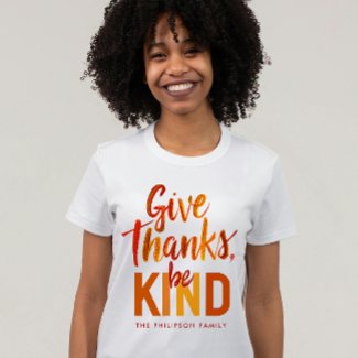 Modern Terracotta Orange Give Thanks Brush Script