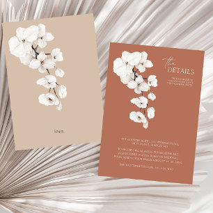 Modern Terracotta Orchid Wedding Details Enclosure Card