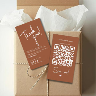 Modern terracotta order thank you QR code Business Card