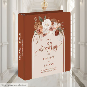 Modern Terracotta Pampas Sage Boho Arch Memory 3 Ring Binder