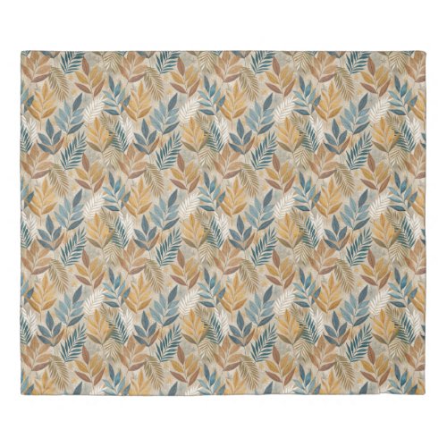 Modern terracotta pastel green blue foliage leaves duvet cover